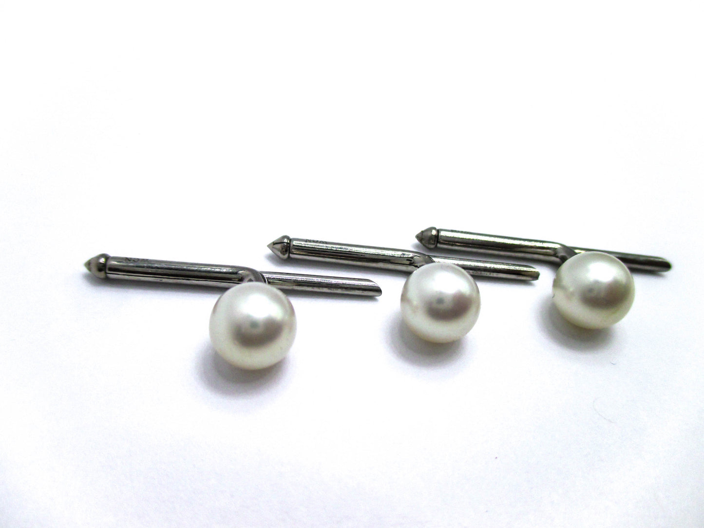 Vintage Pearl Stud Lot of 3 - Silver Tone with Round Pearls