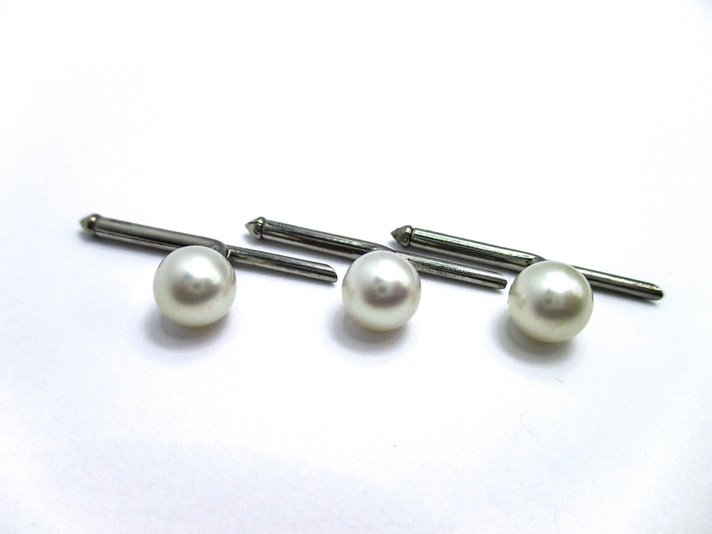 Vintage Pearl Stud Lot of 3 - Silver Tone with Round Pearls