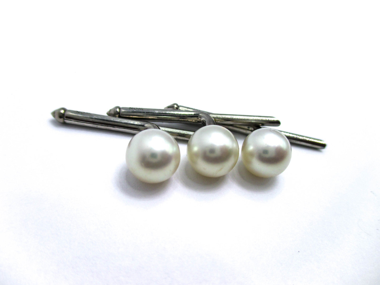 Vintage Pearl Stud Lot of 3 - Silver Tone with Round Pearls