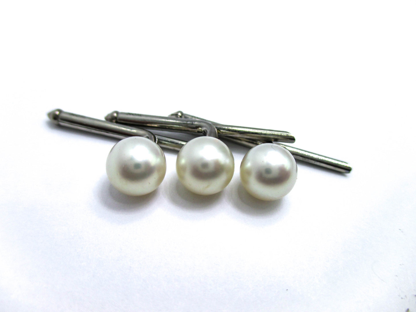 Vintage Pearl Stud Lot of 3 - Silver Tone with Round Pearls