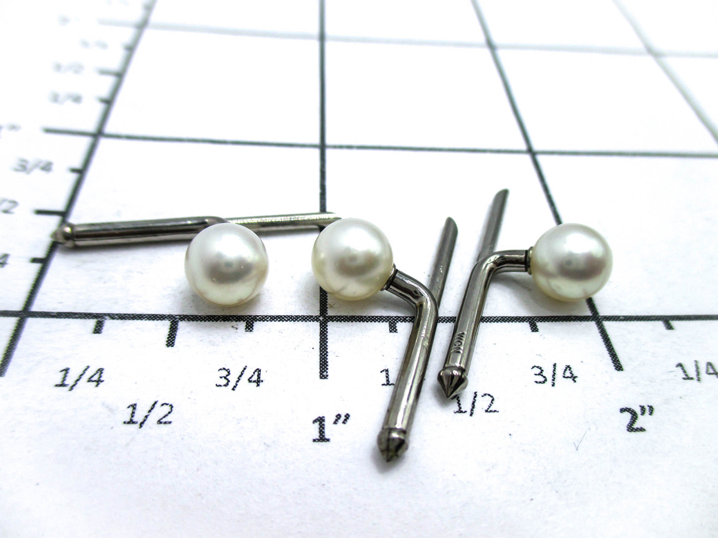 Vintage Pearl Stud Lot of 3 - Silver Tone with Round Pearls