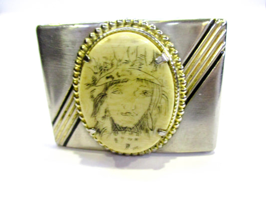 Signed Scrimshaw Belt Buckle - You Name The Scene