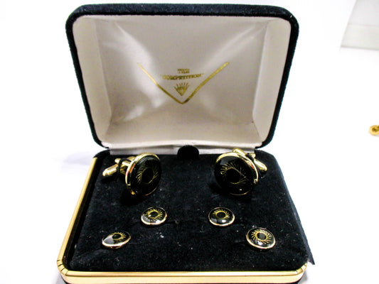 Golden Pinwheel Cufflinks and Stud Set