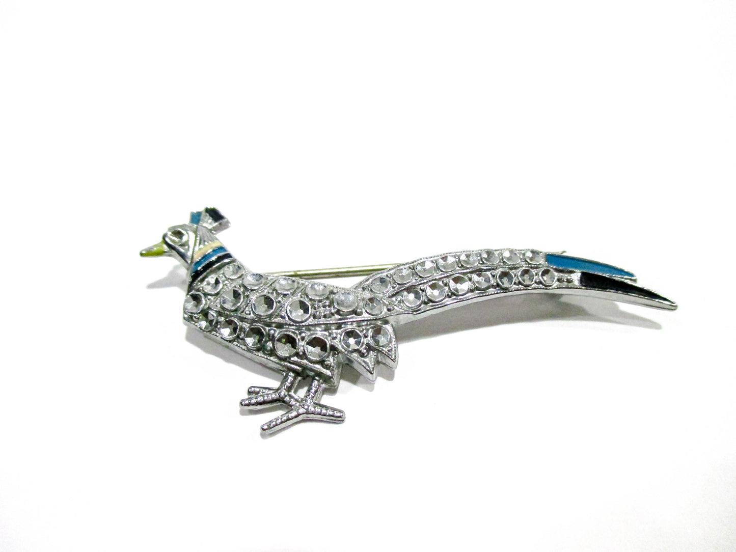 Vintage Pheasant Rhinestone Free Brooch Pin