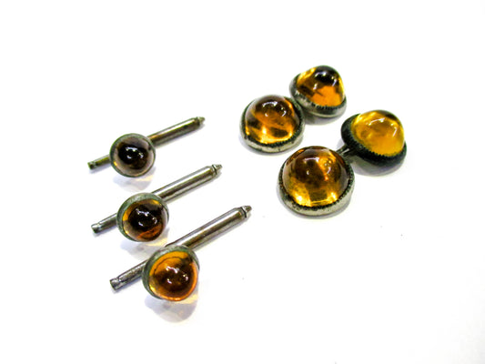 Art Deco Bullet Cabochon Cufflinks and Shirt Studs