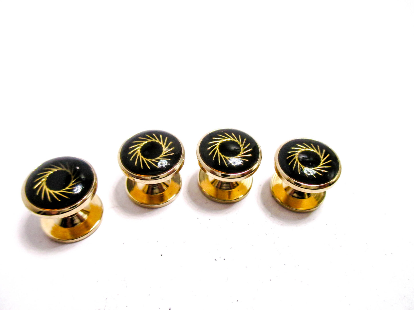 Golden Pinwheel Cufflinks and Stud Set