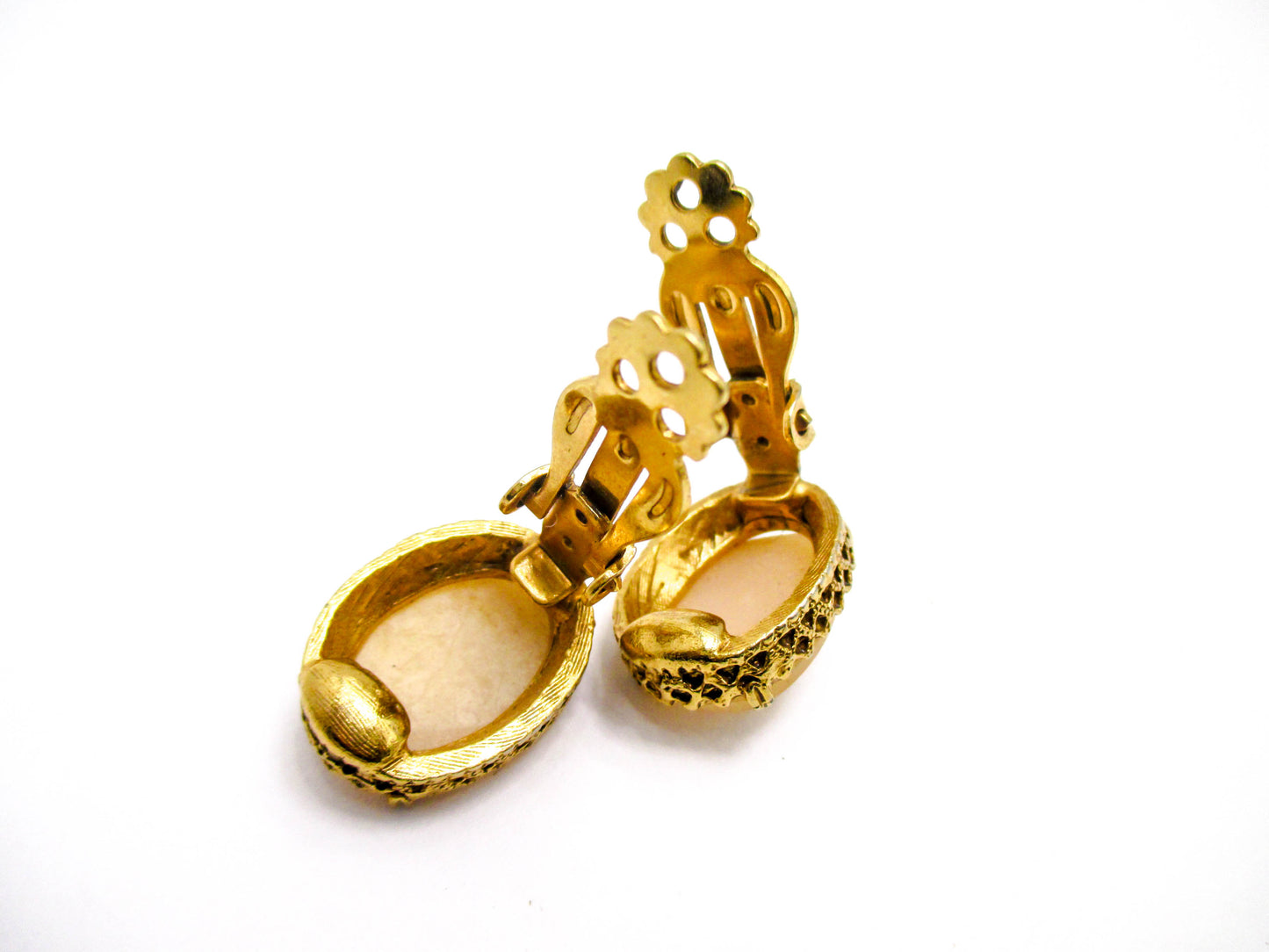Carved Shell Cameo Clip Earrings