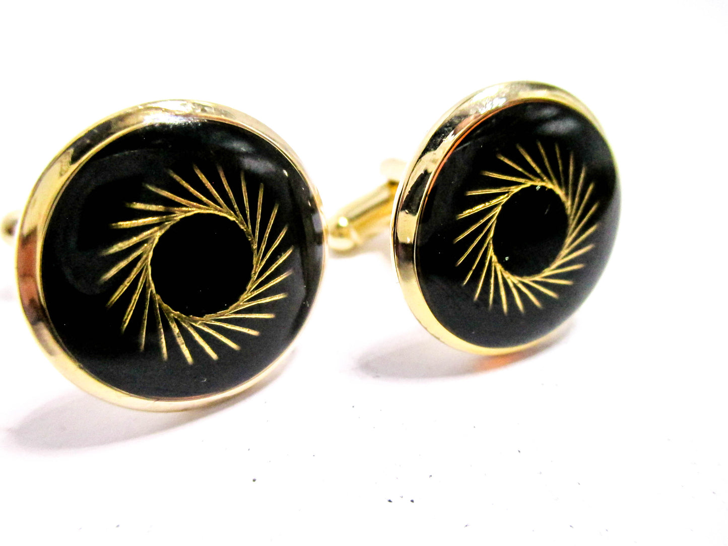 Golden Pinwheel Cufflinks and Stud Set