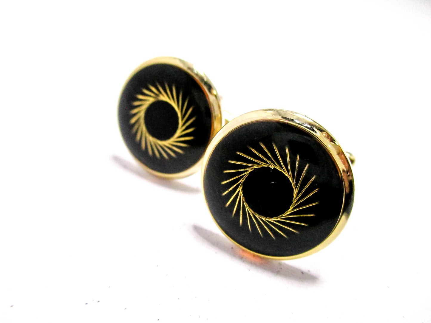 Golden Pinwheel Cufflinks and Stud Set