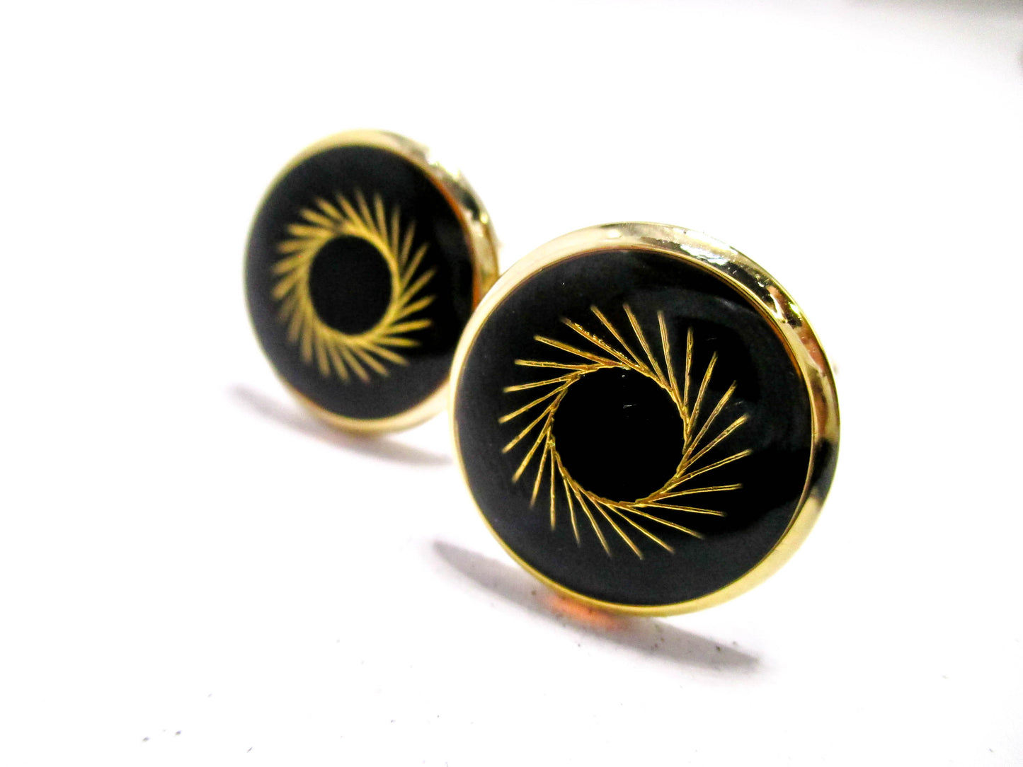 Golden Pinwheel Cufflinks and Stud Set