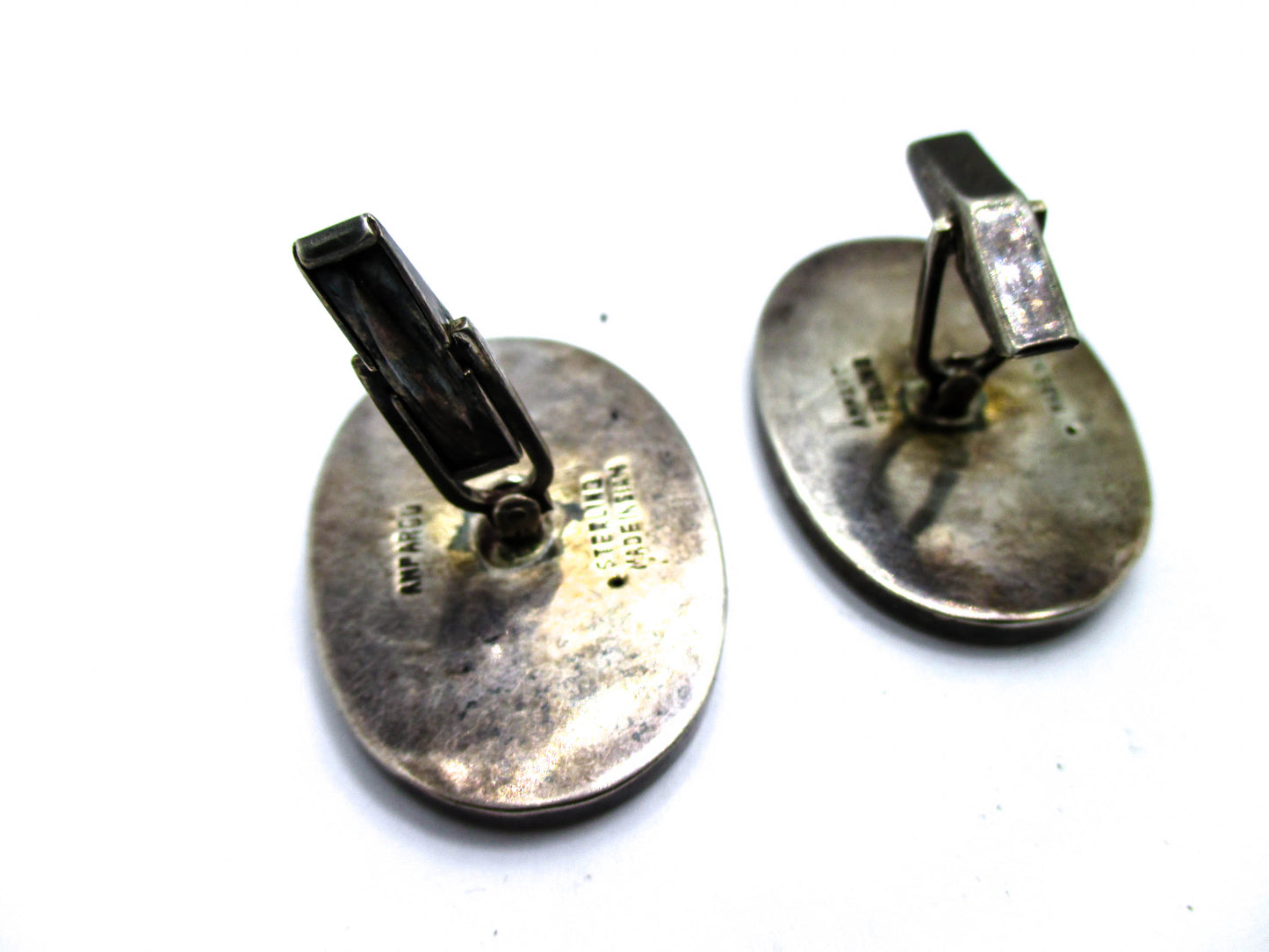 Siam Silver Niello Egyptian Revival Harp Cufflinks