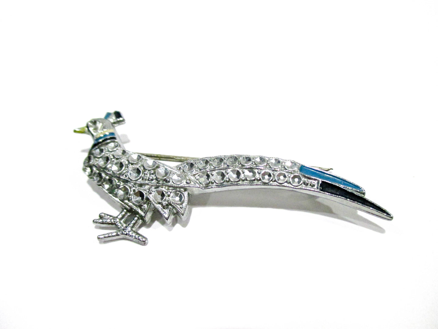 Vintage Pheasant Rhinestone Free Brooch Pin