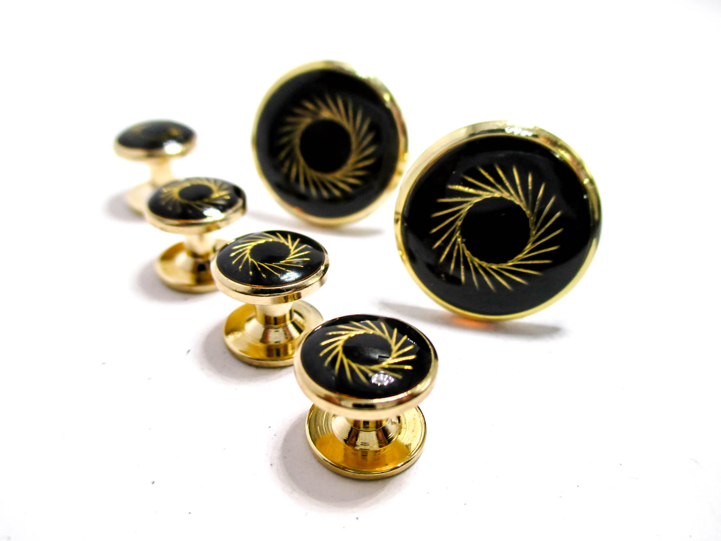 Golden Pinwheel Cufflinks and Stud Set