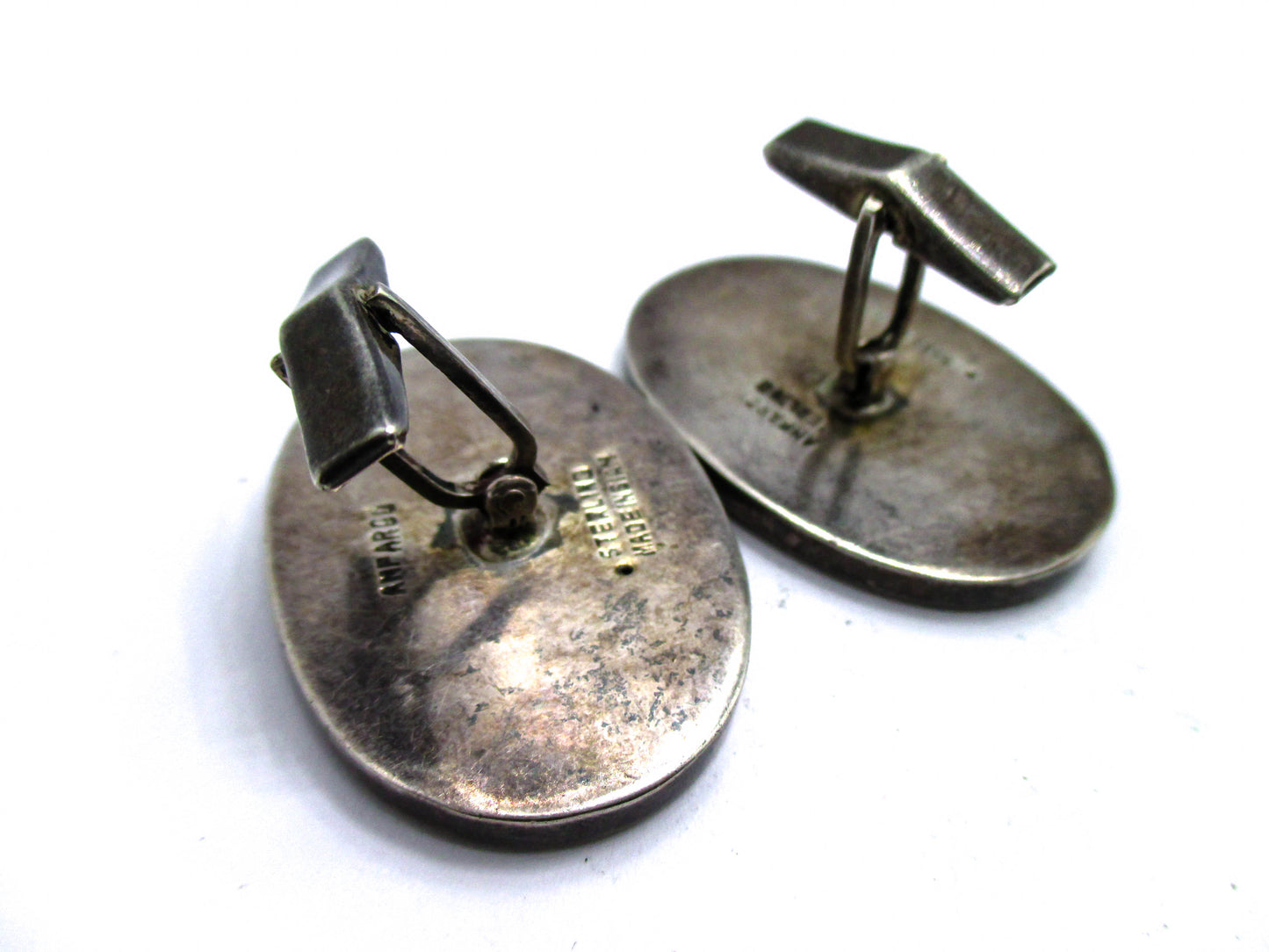 Siam Silver Niello Egyptian Revival Harp Cufflinks