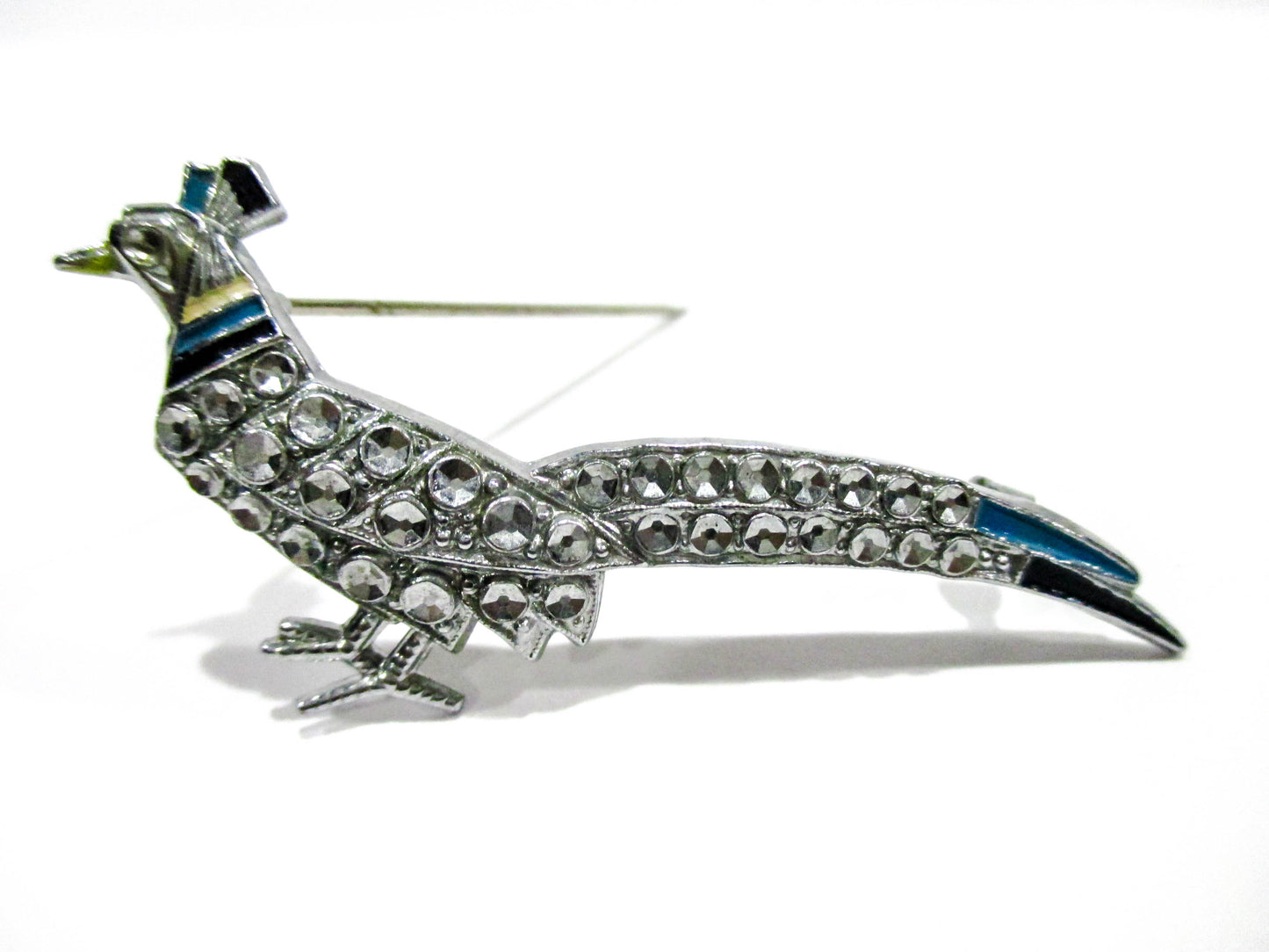 Vintage Pheasant Rhinestone Free Brooch Pin