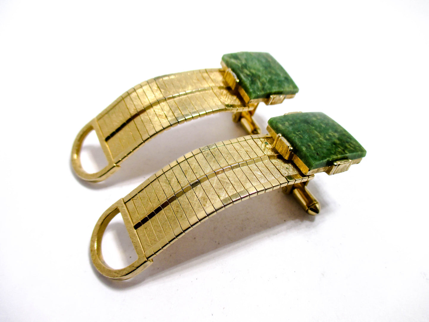 Jade Cufflinks - Beautiful Gold Tone Wraparound Band