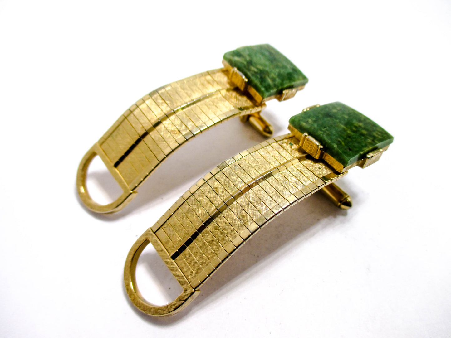 Jade Cufflinks - Beautiful Gold Tone Wraparound Band