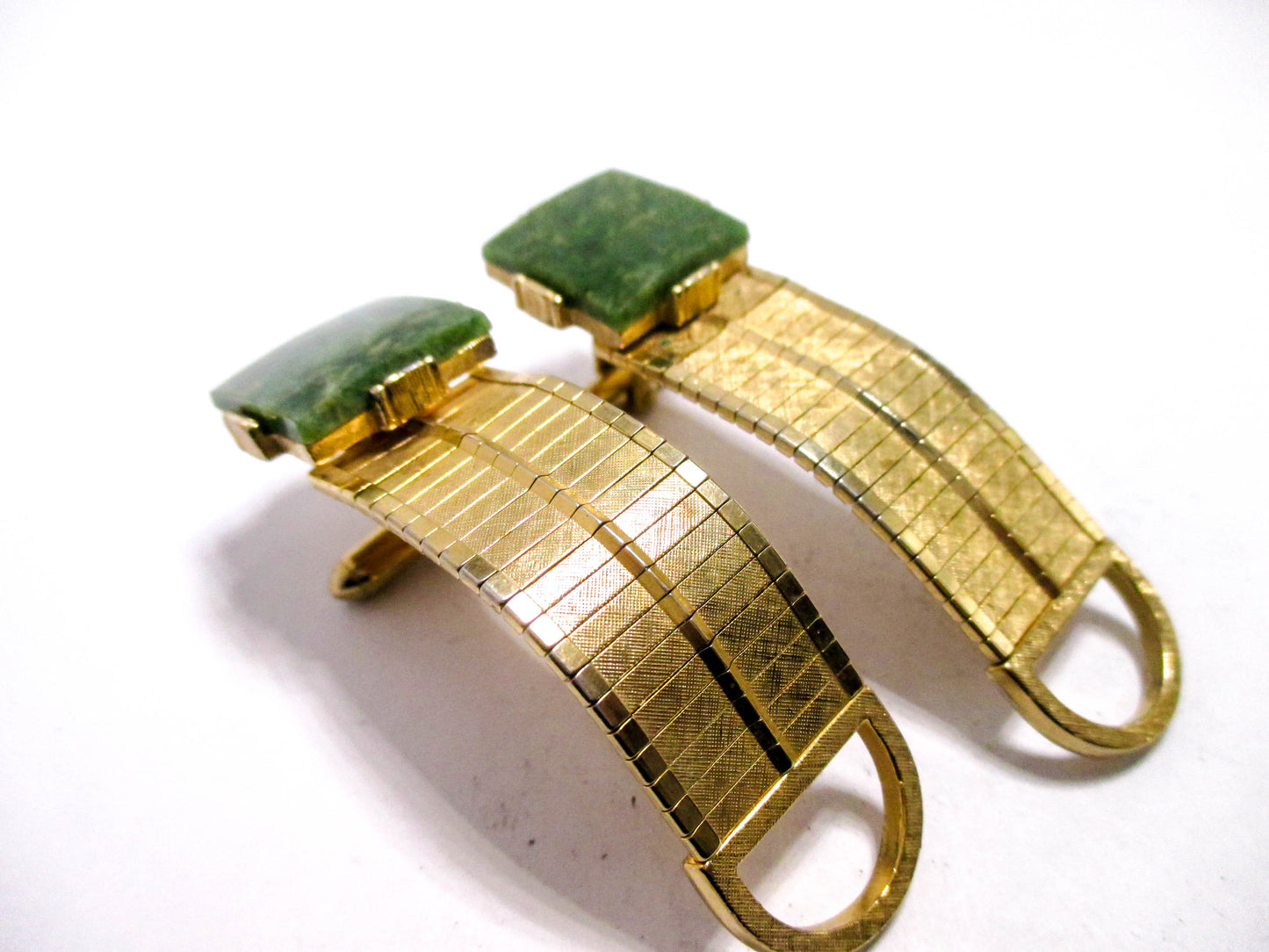 Jade Cufflinks - Beautiful Gold Tone Wraparound Band