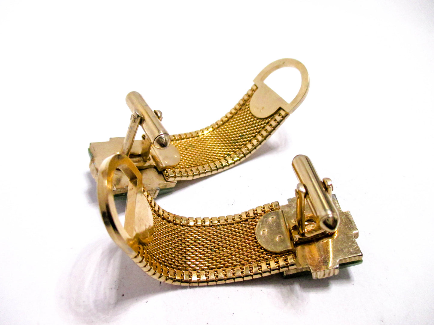Jade Cufflinks - Beautiful Gold Tone Wraparound Band