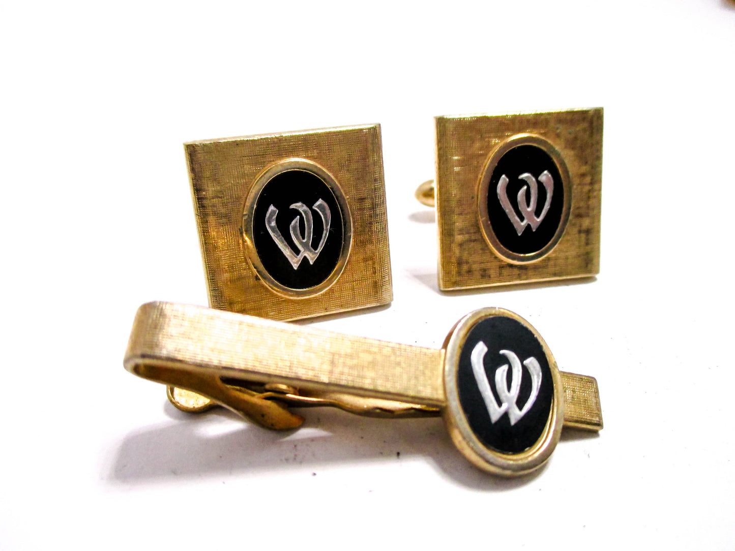 Letter W Vintage Men's Jewelry Cufflinks Set