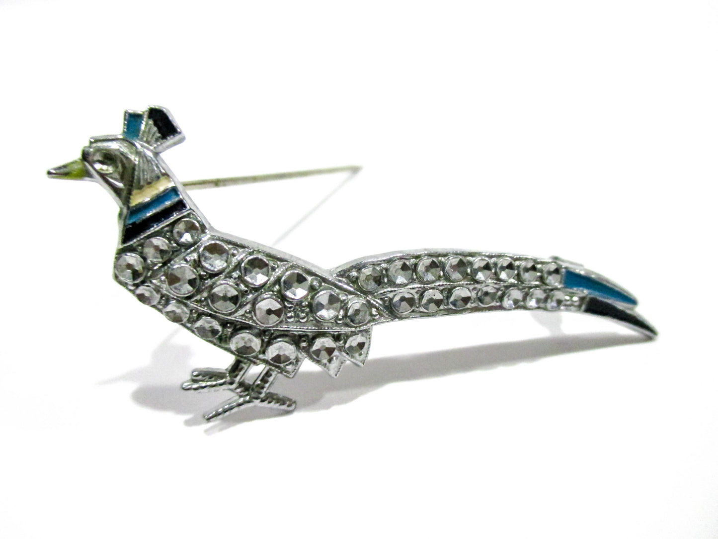 Vintage Pheasant Rhinestone Free Brooch Pin