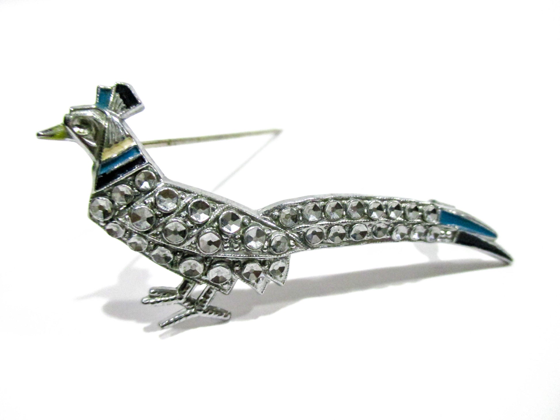 Vintage Pheasant Rhinestone Free Brooch Pin
