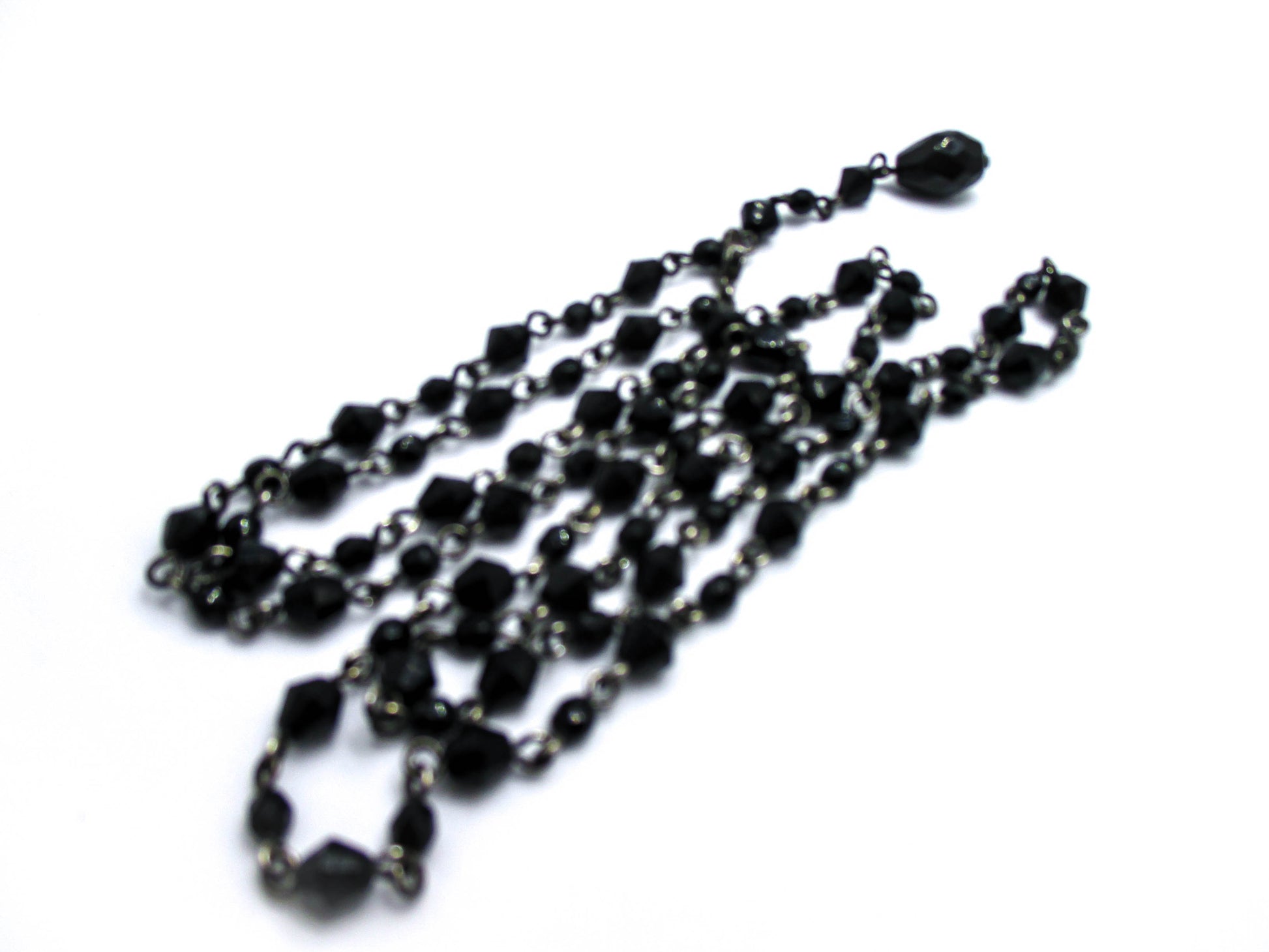 Black Rosary Style Mourning Necklace