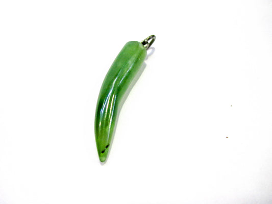 Beautiful Nephrite Jade Horn Pendant - Silver Bale Ring