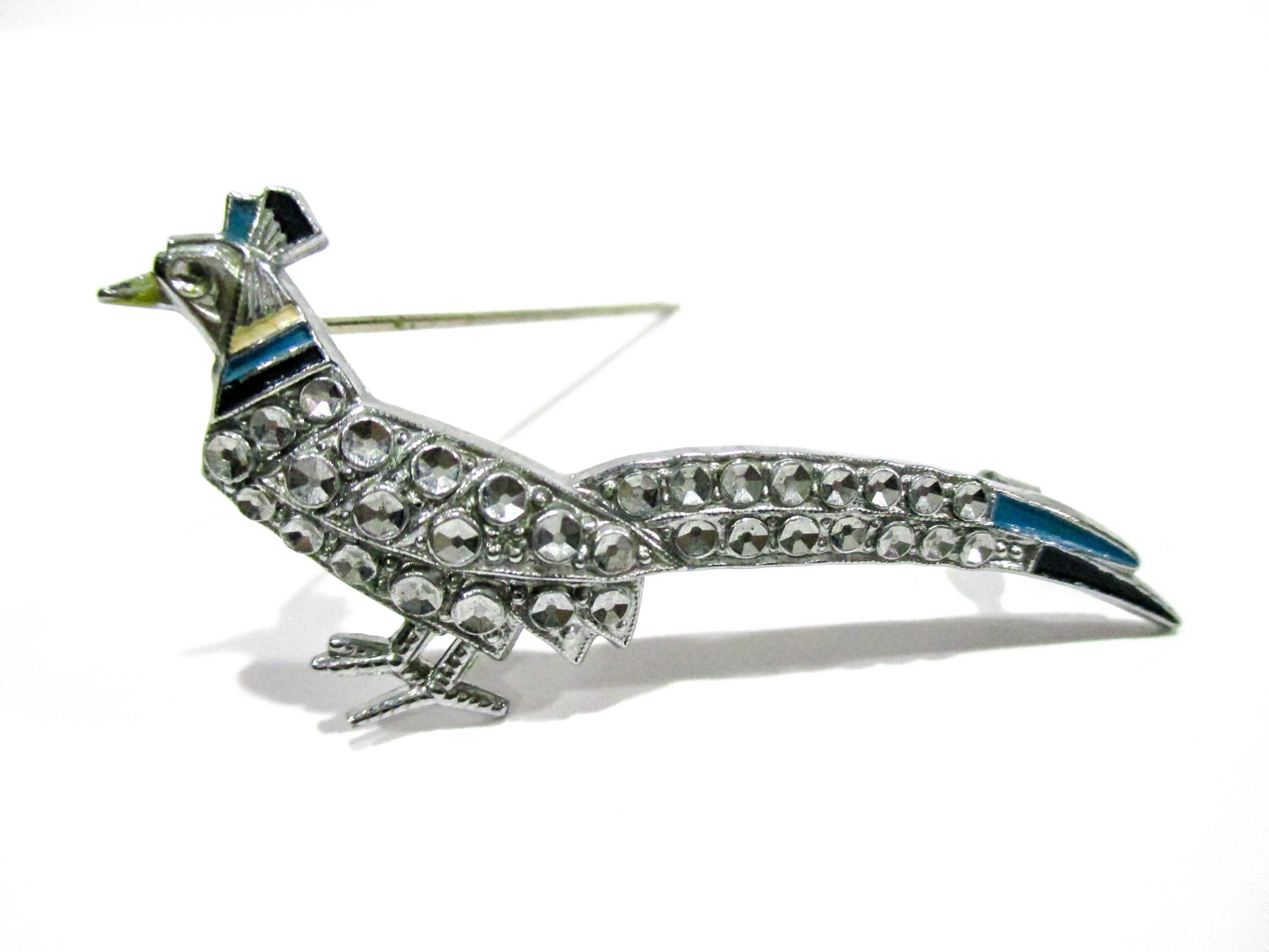 Vintage Pheasant Rhinestone Free Brooch Pin