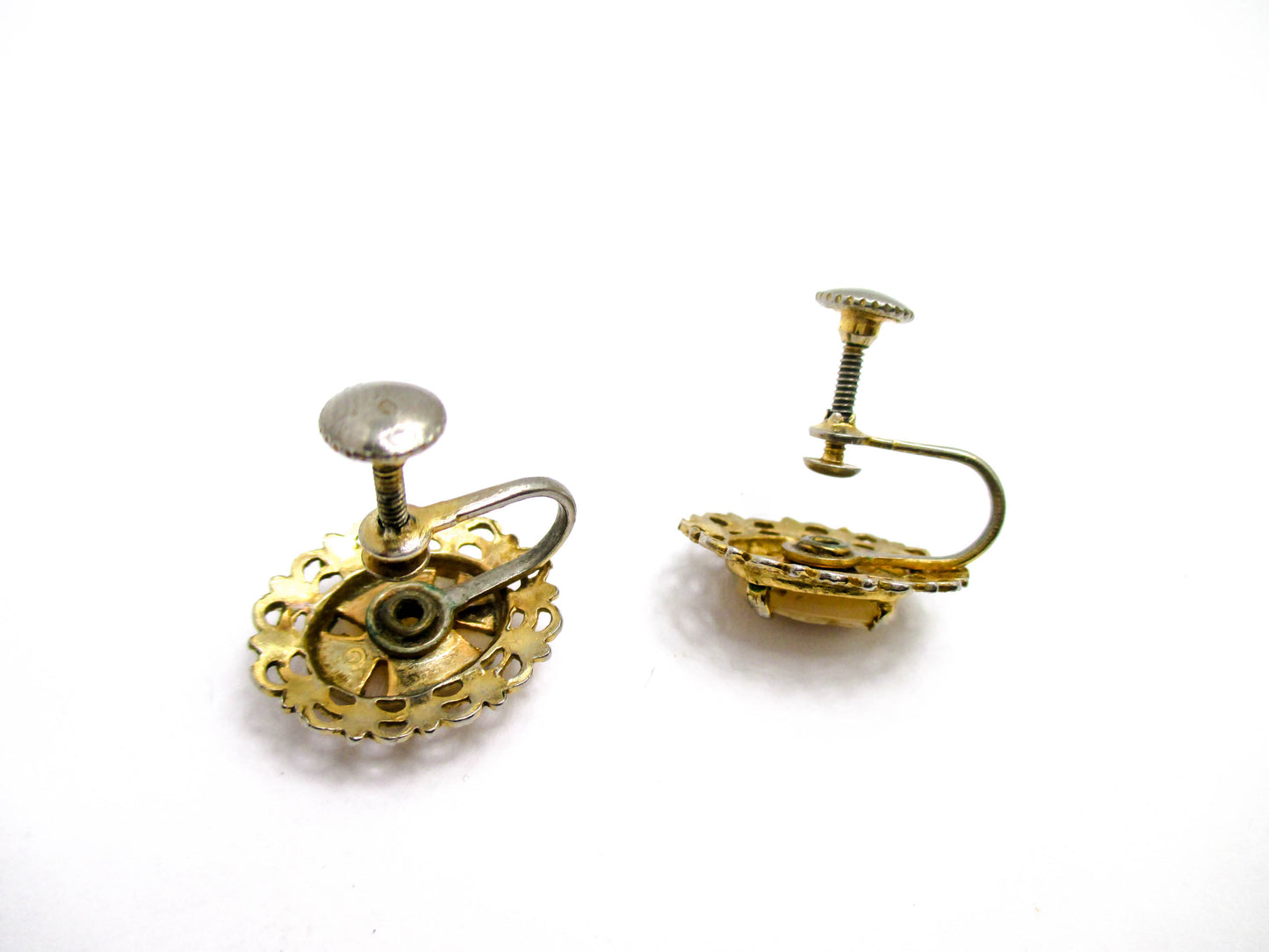 Carved Shell Cameo Earrings - Screw Back Style