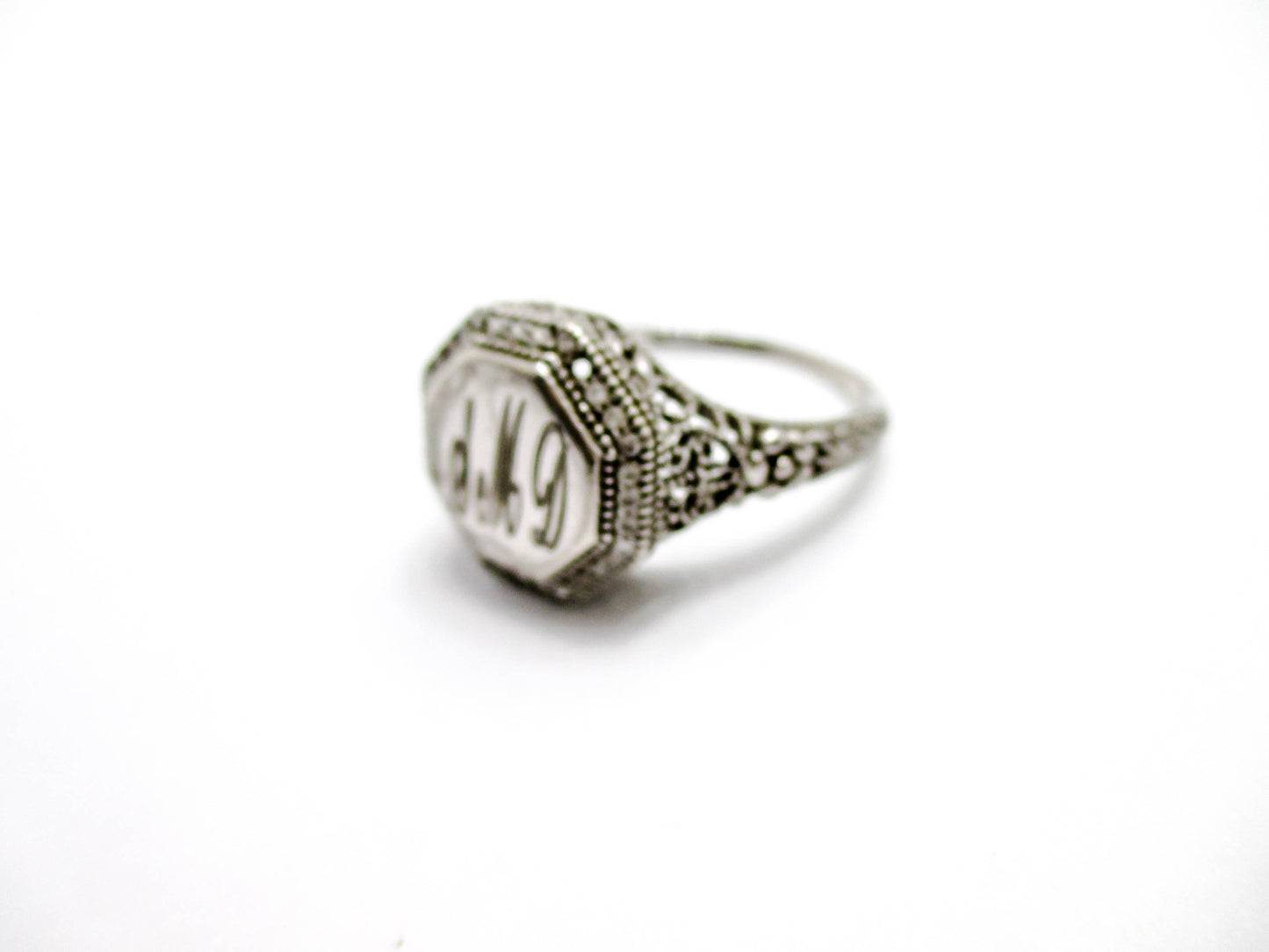 Vintage Signet Ring Sterling Silver - Middle Initial for Last Name "M"