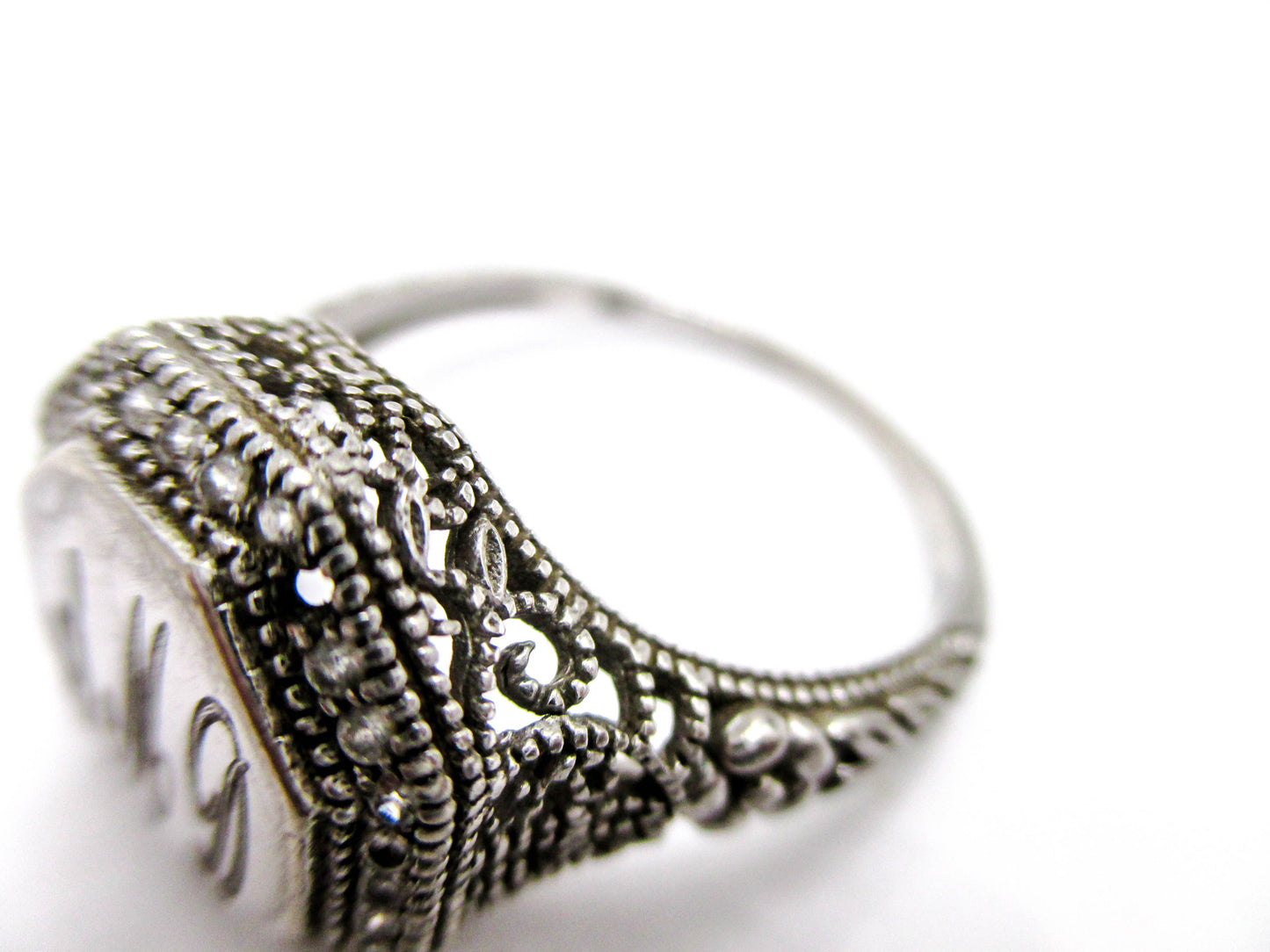 Vintage Signet Ring Sterling Silver - Middle Initial for Last Name "M"