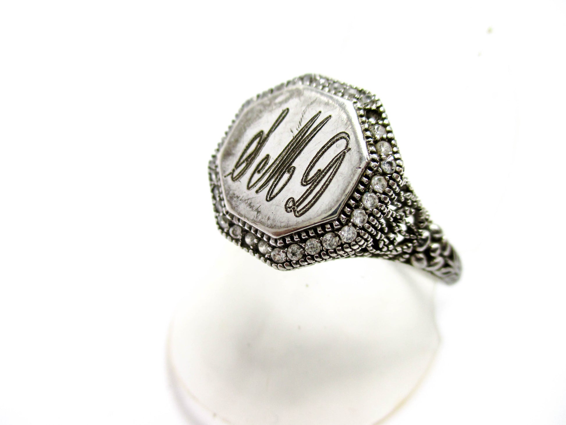 Vintage Signet Ring Sterling Silver - Middle Initial for Last Name "M"