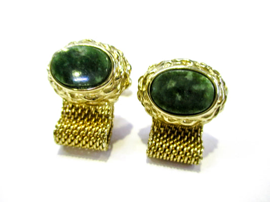 Jade Cufflinks - Gold Tone Wraparound Mesh