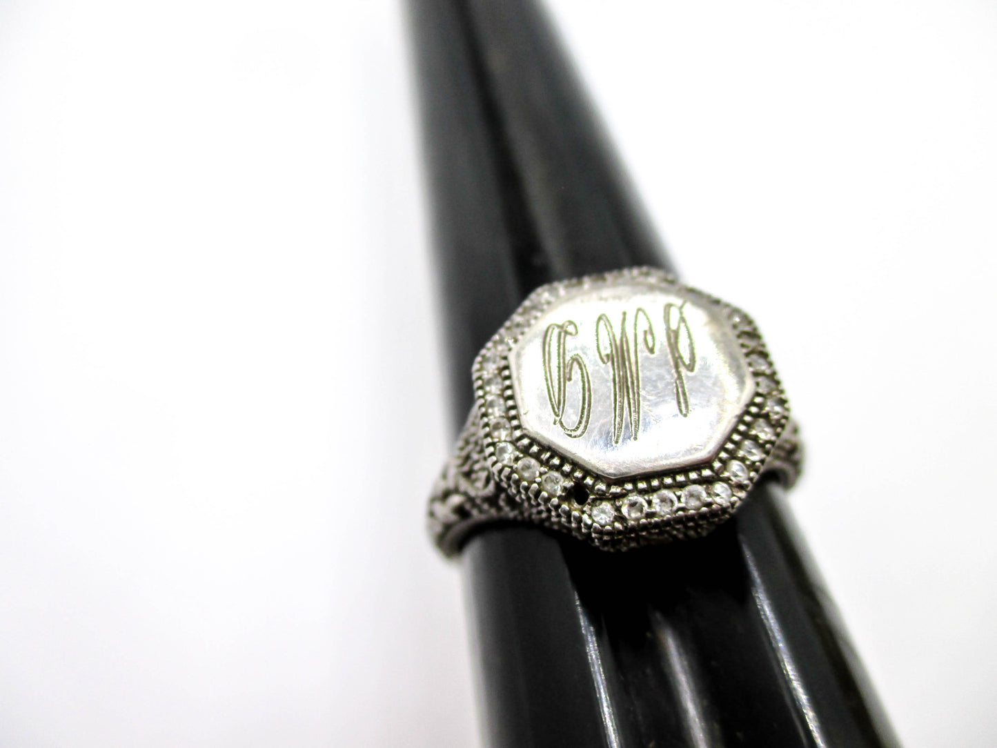 Vintage Signet Ring Sterling Silver - Middle Initial for Last Name "M"