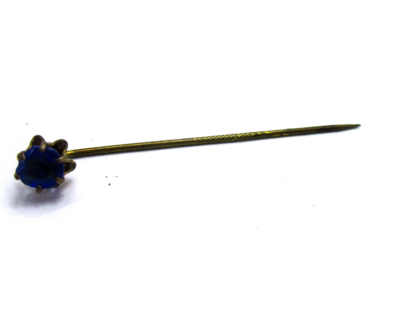Antique Cravat Pin - Faceted Blue Glass Stick Pin