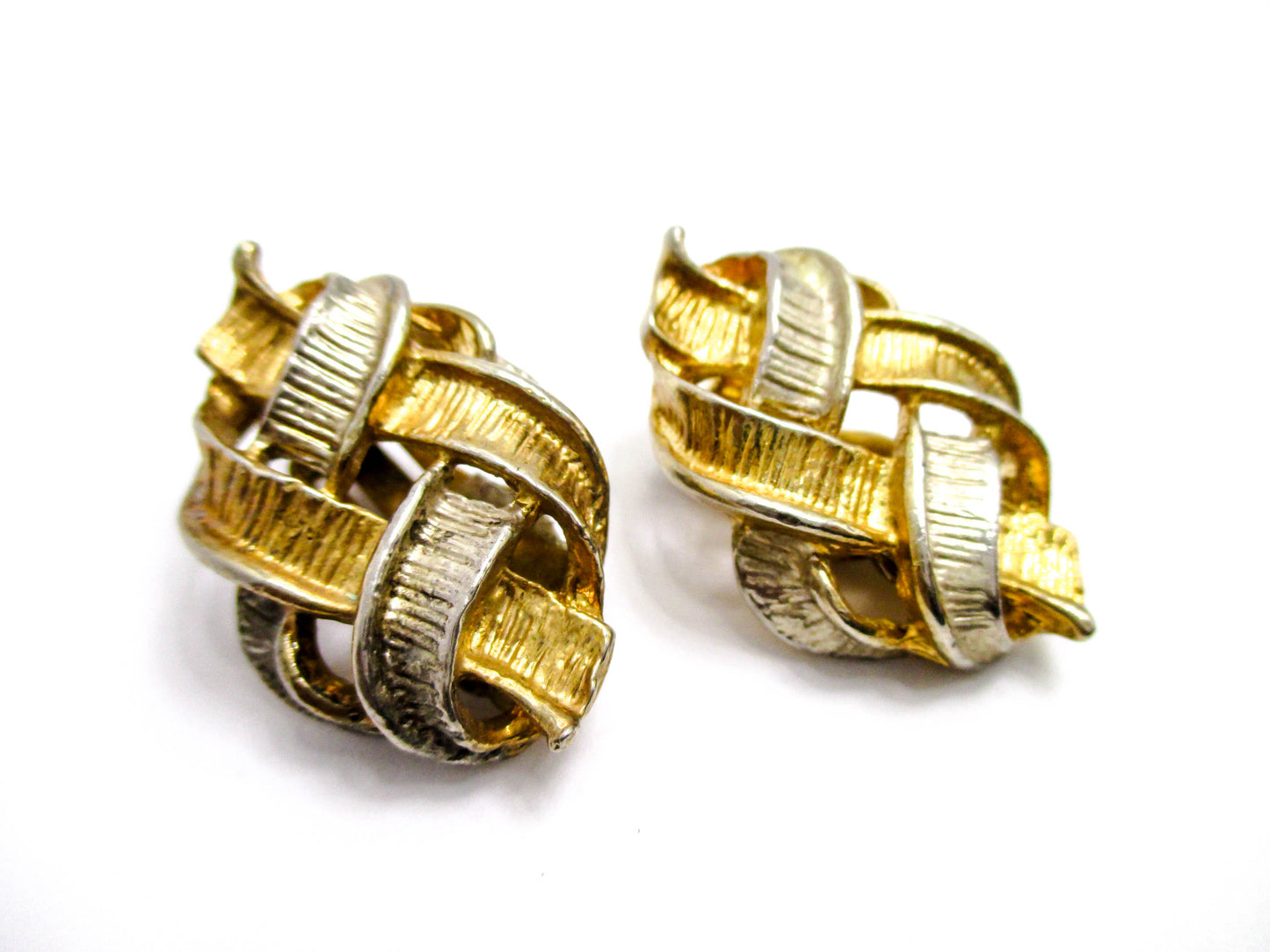 Gold and Silver Tone Chunky Clip Earrings