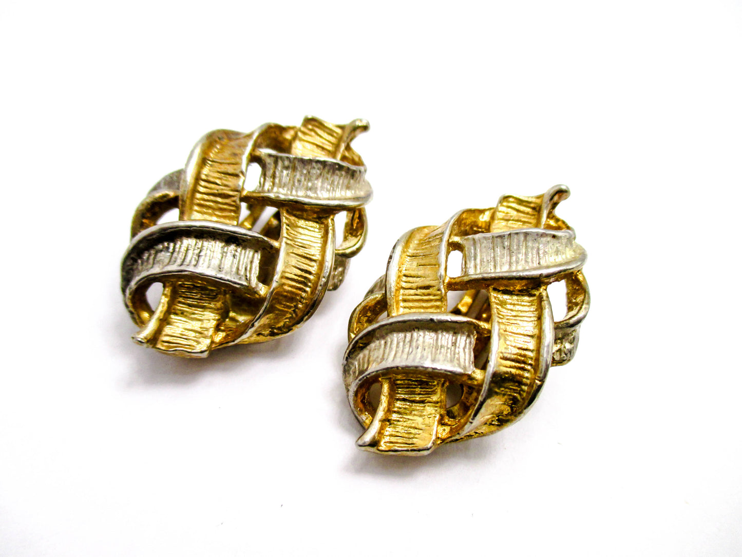 Gold and Silver Tone Chunky Clip Earrings