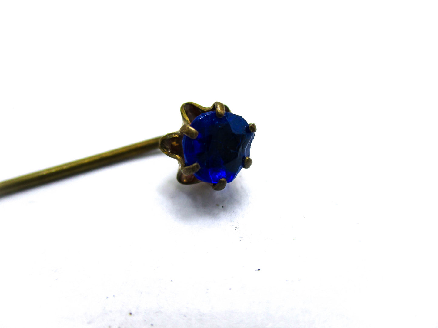 Antique Cravat Pin - Faceted Blue Glass Stick Pin