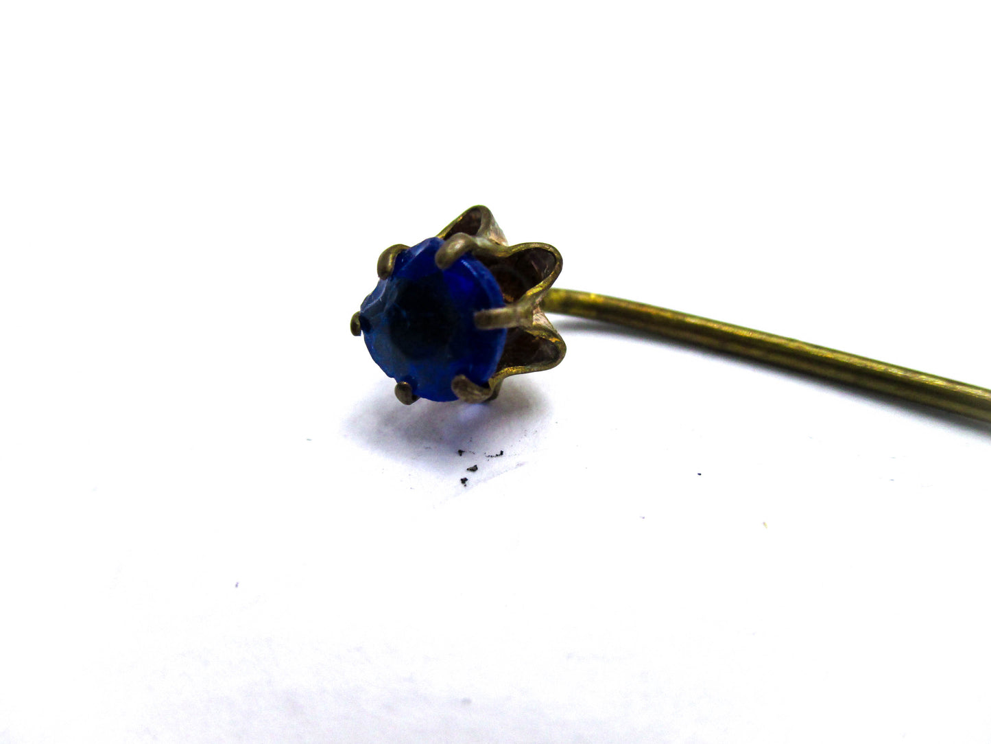 Antique Cravat Pin - Faceted Blue Glass Stick Pin