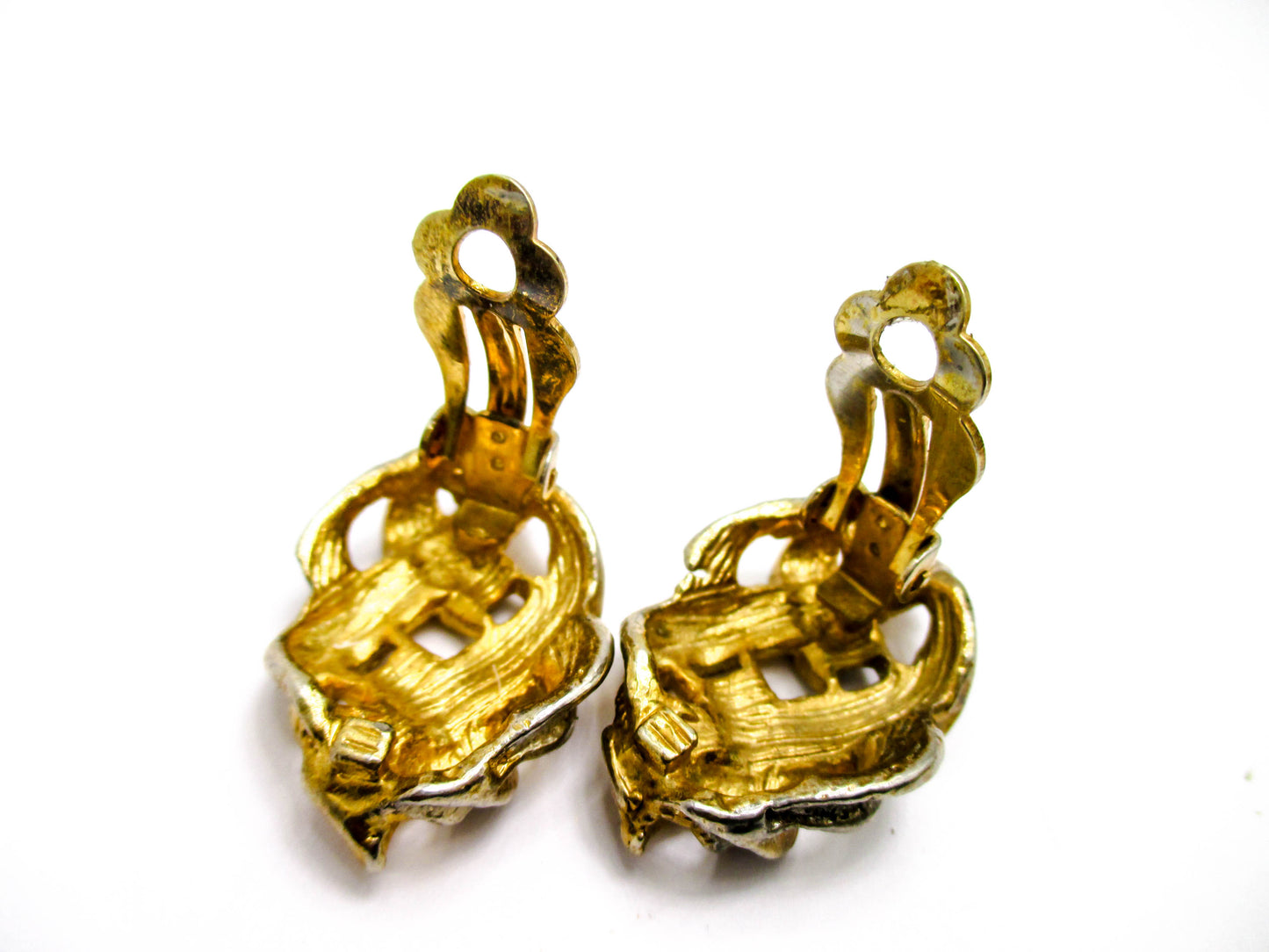 Gold and Silver Tone Chunky Clip Earrings