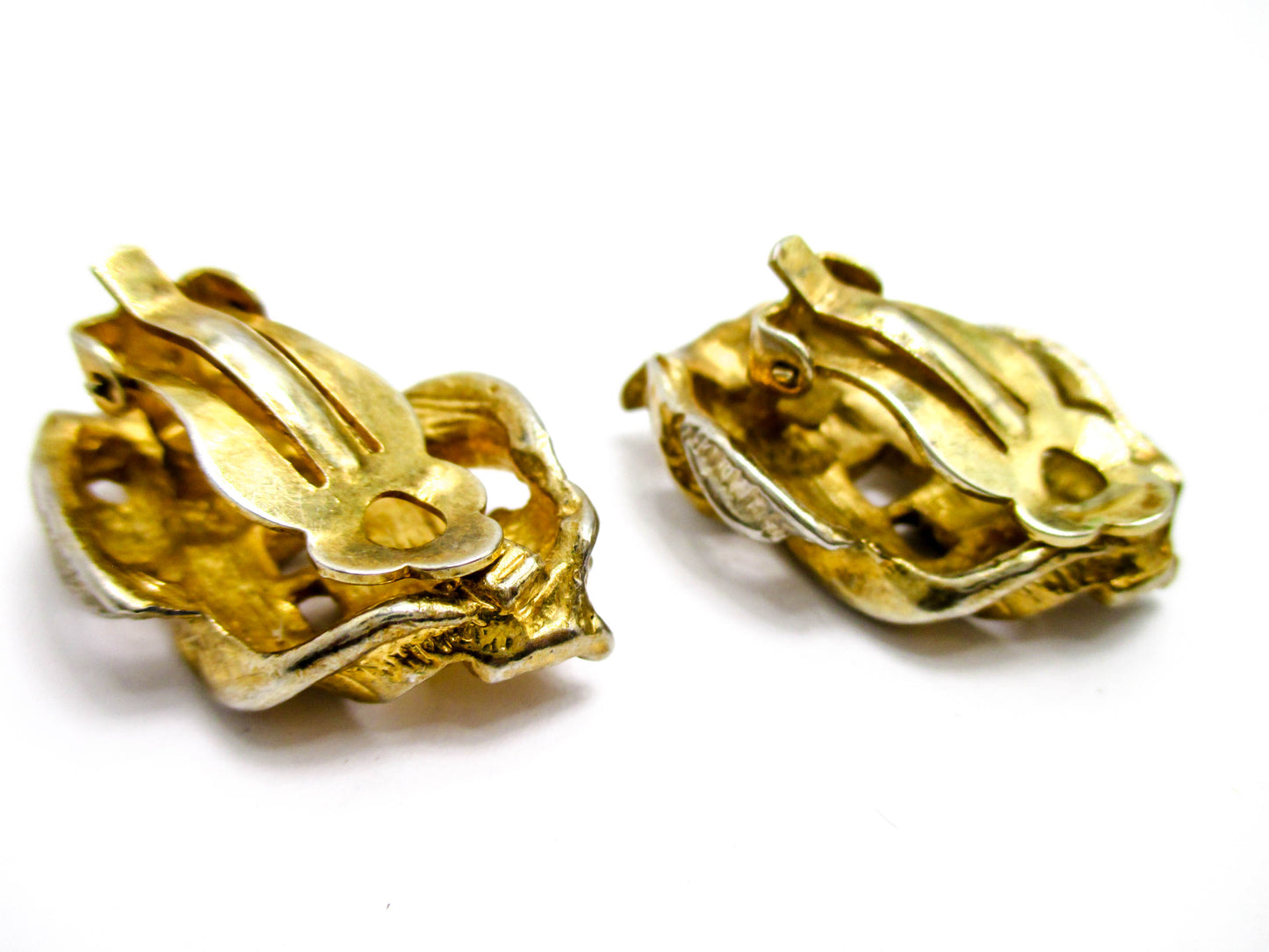 Gold and Silver Tone Chunky Clip Earrings