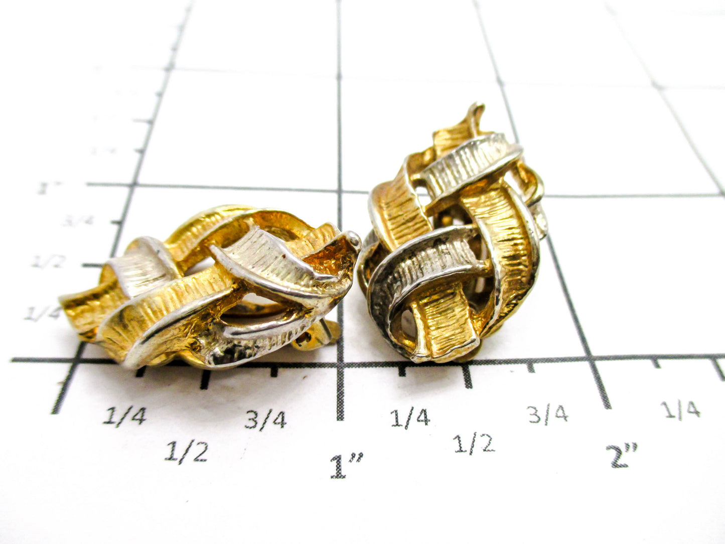 Gold and Silver Tone Chunky Clip Earrings