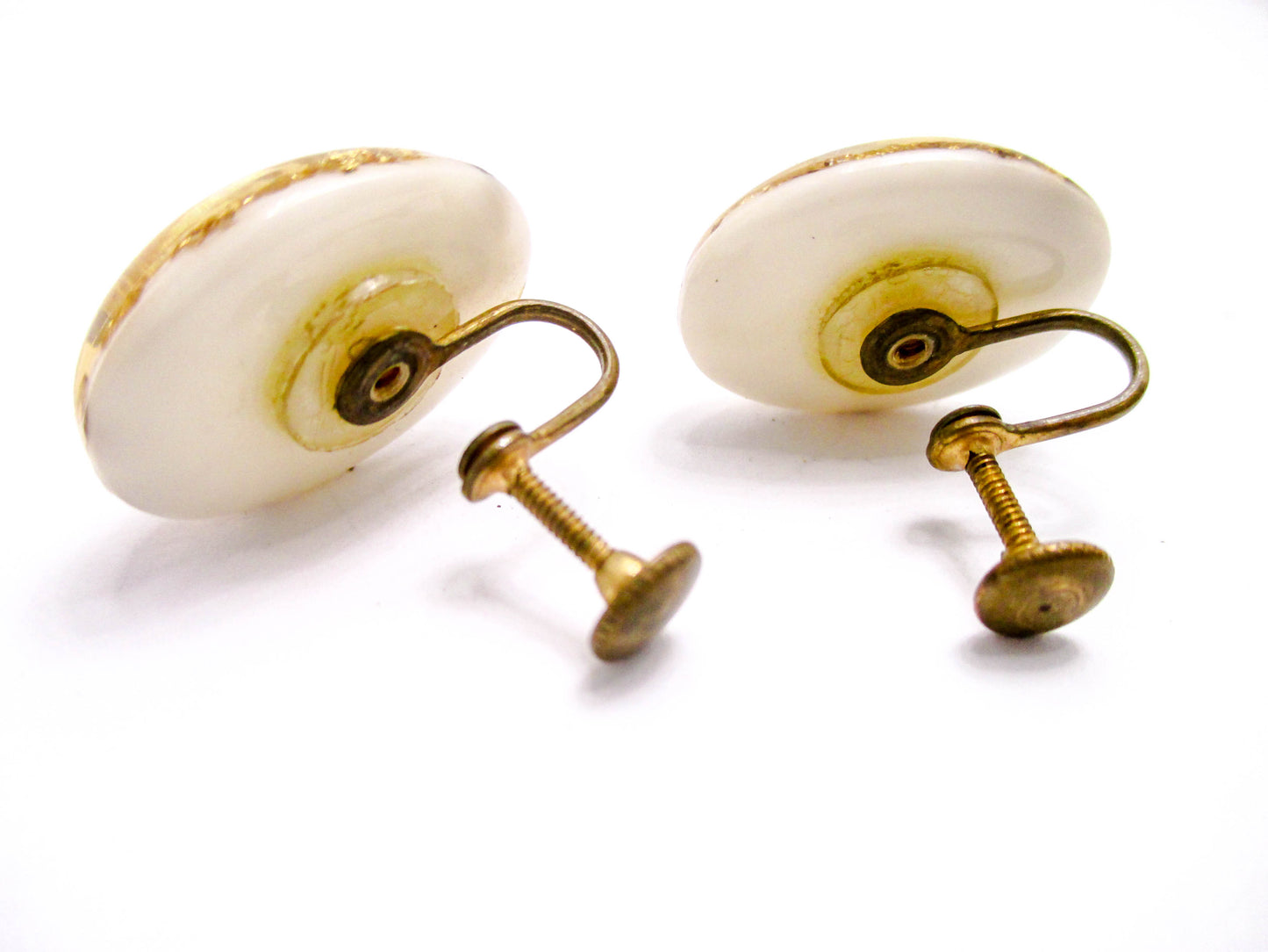Gold Flake Pick and Shovel Vintage Earrings