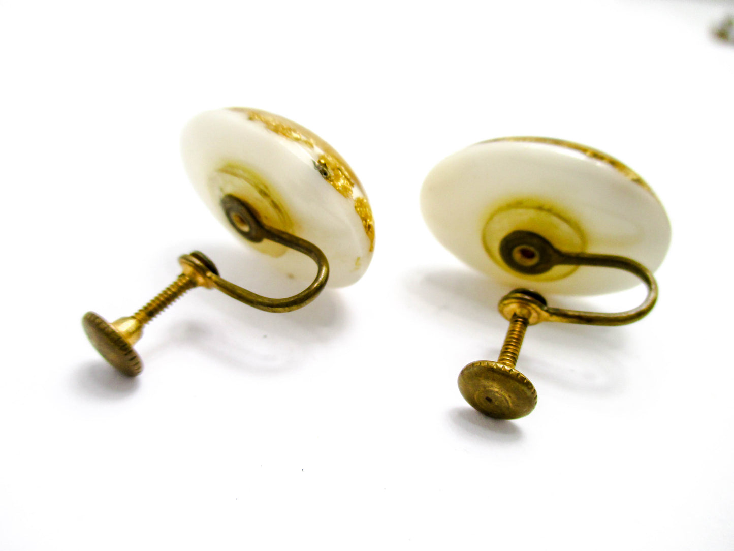 Gold Flake Pick and Shovel Vintage Earrings