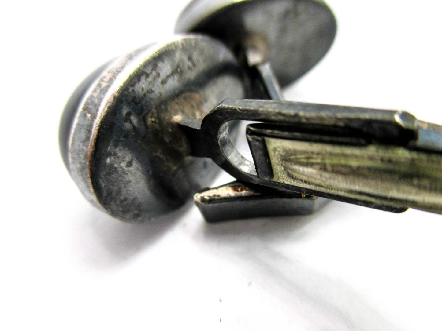 Sterling and Black Tigers Eye Cabochon Cufflink Set