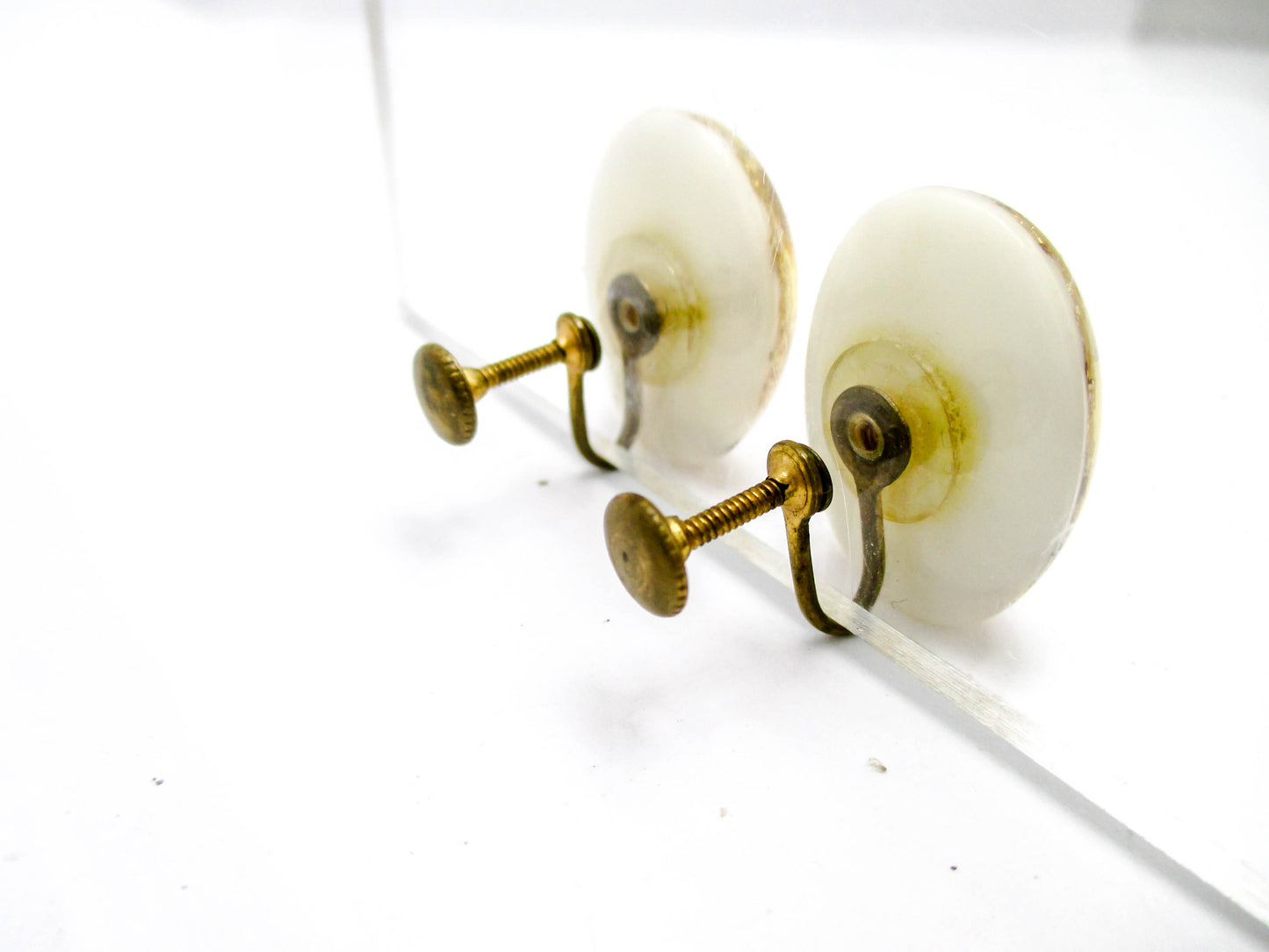 Gold Flake Pick and Shovel Vintage Earrings