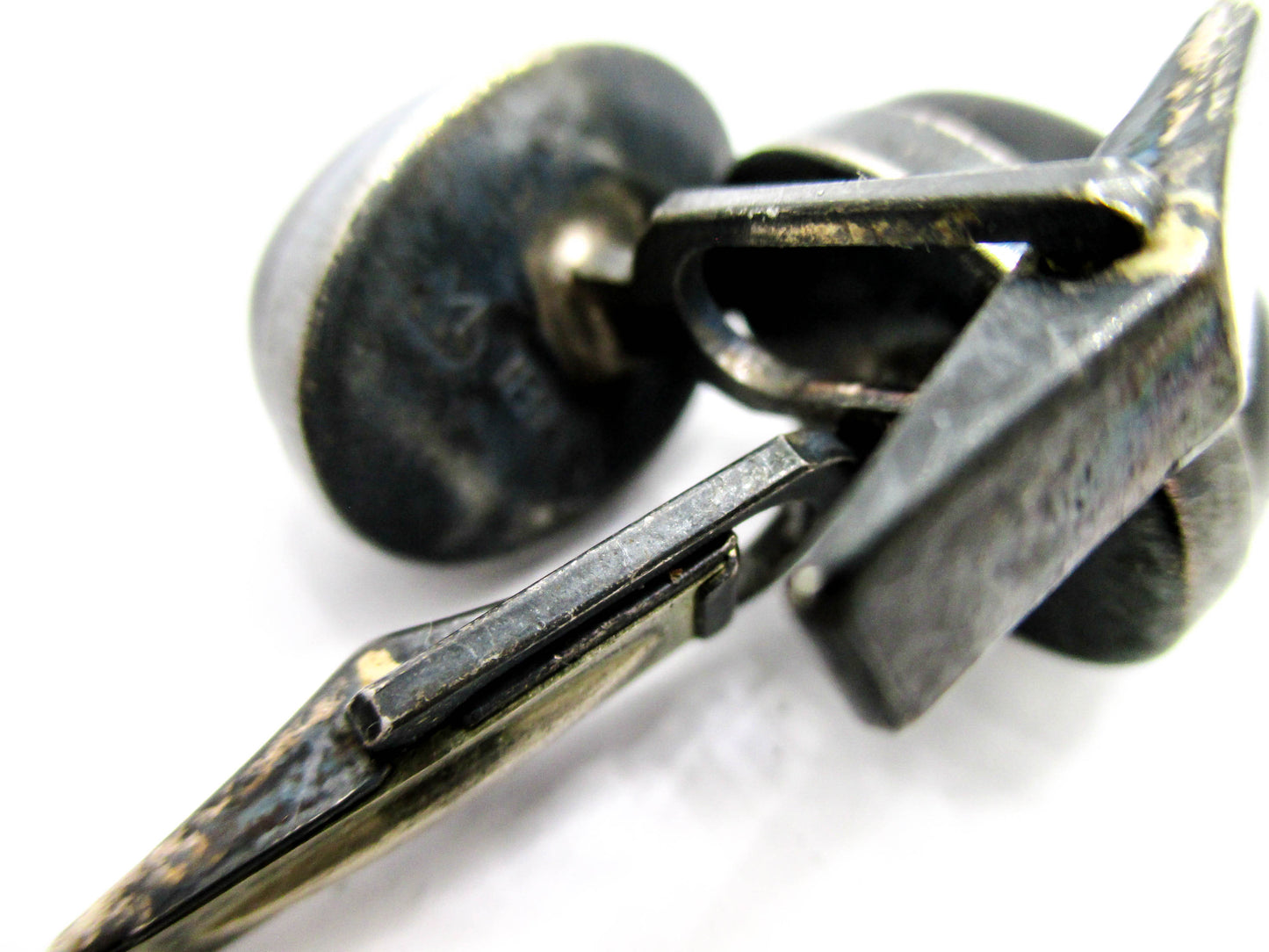 Sterling and Black Tigers Eye Cabochon Cufflink Set