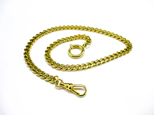 High Gold Tone Watch Chain - Spring Ring and Dog Clip - 12 Inches
