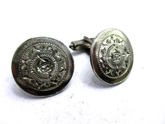 Vintage Pair Mexican Sterling Silver Calendar Cufflinks